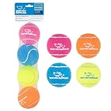 Best Pet Supplies Squeaky Tennis Toys for Dogs, 4-Pack, Heavy-Duty Interactive Pet Toys for Throwing and Fetching, Supports Exercise and Natural Behavior Training, Durable - Medium
