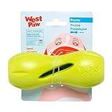 West Paw Zogoflex Qwizl Dog Puzzle Treat Toy – Interactive Chew Toy for Dogs – Dispenses Pet Treats – Brightly-Colored Dog Enrichment Toy for Aggressive Chewers, Fetch, Catch, Small 5.5', Granny Smith