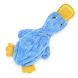 Best Pet Supplies Crinkle Dog Toy for Small, Medium, and Large Breeds, Cute No Stuffing Duck with Soft Squeaker, Fun for Indoor Puppies and Senior Pups, Plush No Mess Chew and Play - Blue
