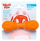 WEST PAW Zogoflex Hurley Dog Bone Chew Toy – Floatable Pet Toys for Aggressive Chewers, Catch, Fetch – Bright-Colored Bones for Dogs – Recyclable, Dishwasher-Safe, Non-Toxic, X-Small, Tangerine
